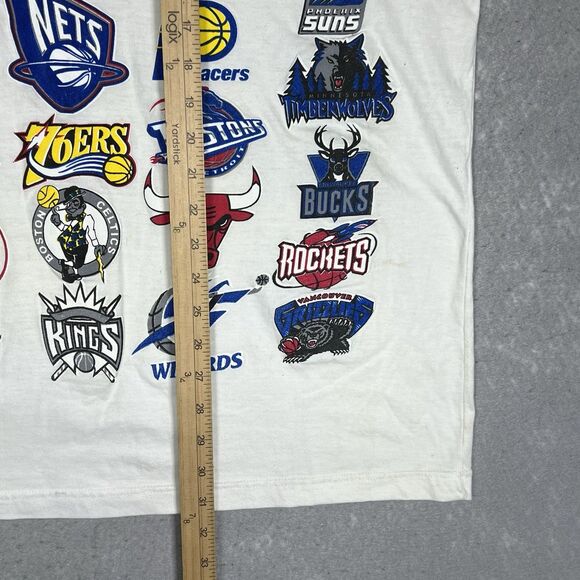 Vintage NBA All Teams T-Shirt Men’s 2XL Black/ White ALLSTARS Double Sided Tee - Picture 5 of 12
